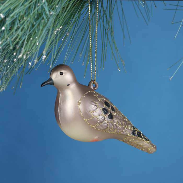 Blown Glass Bird Ornament Mourning Dove